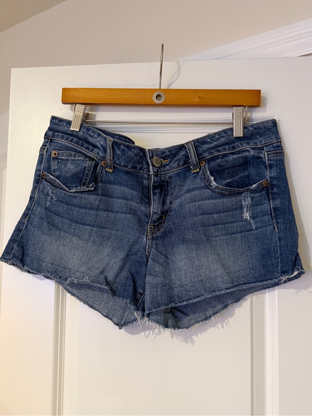 American Eagle Outfitters Distressed Dark Blue Denim Cutoff Shorts